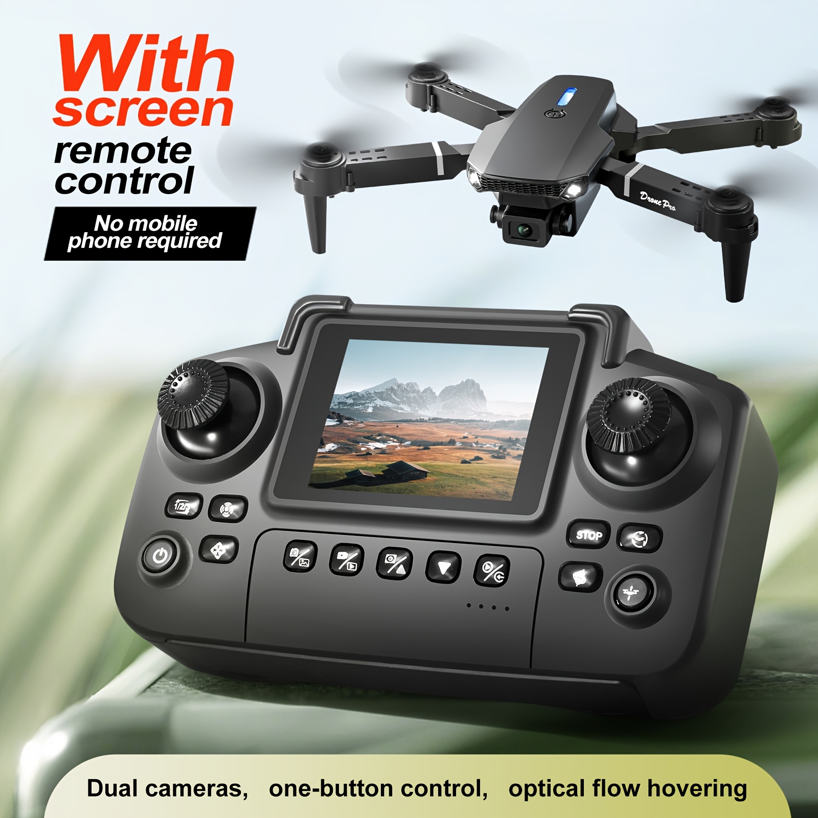 2025 E88 Drone with HD Dual Camera 4K, Screen Control Without Phone, One-Key Takeoff/Return, Wi-Fi App, USB Charging, Drop-Resistant, Easy for Beginners, Ideal Gift for Garden Camping VLOG - Image 2