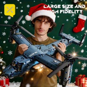 [24H Ship] 1486pcs Fighter Aircraft Building Block Model, Blue Exterior with ABS Material, Simple Assembly Operation, Suitable As Halloween, Christmas, Thanksgiving, New Year's Day Gifts