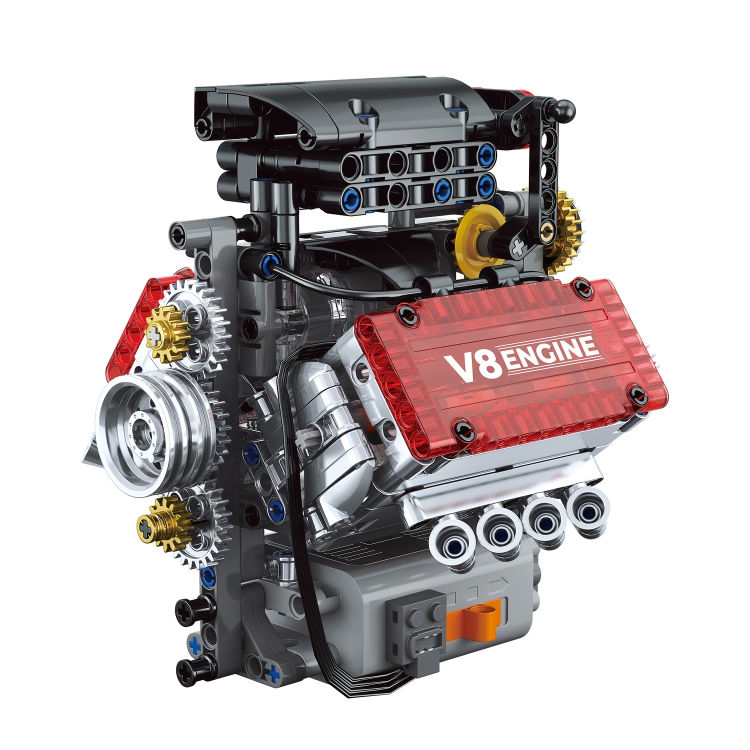 V8 Engine Building Block Model with Motor - - Internal Combustion Engine or Electric Motor, Compatible for s &, for home/Office Decor, Birthday/Christmas Gift, Educational (V8 Engine) - Image 3