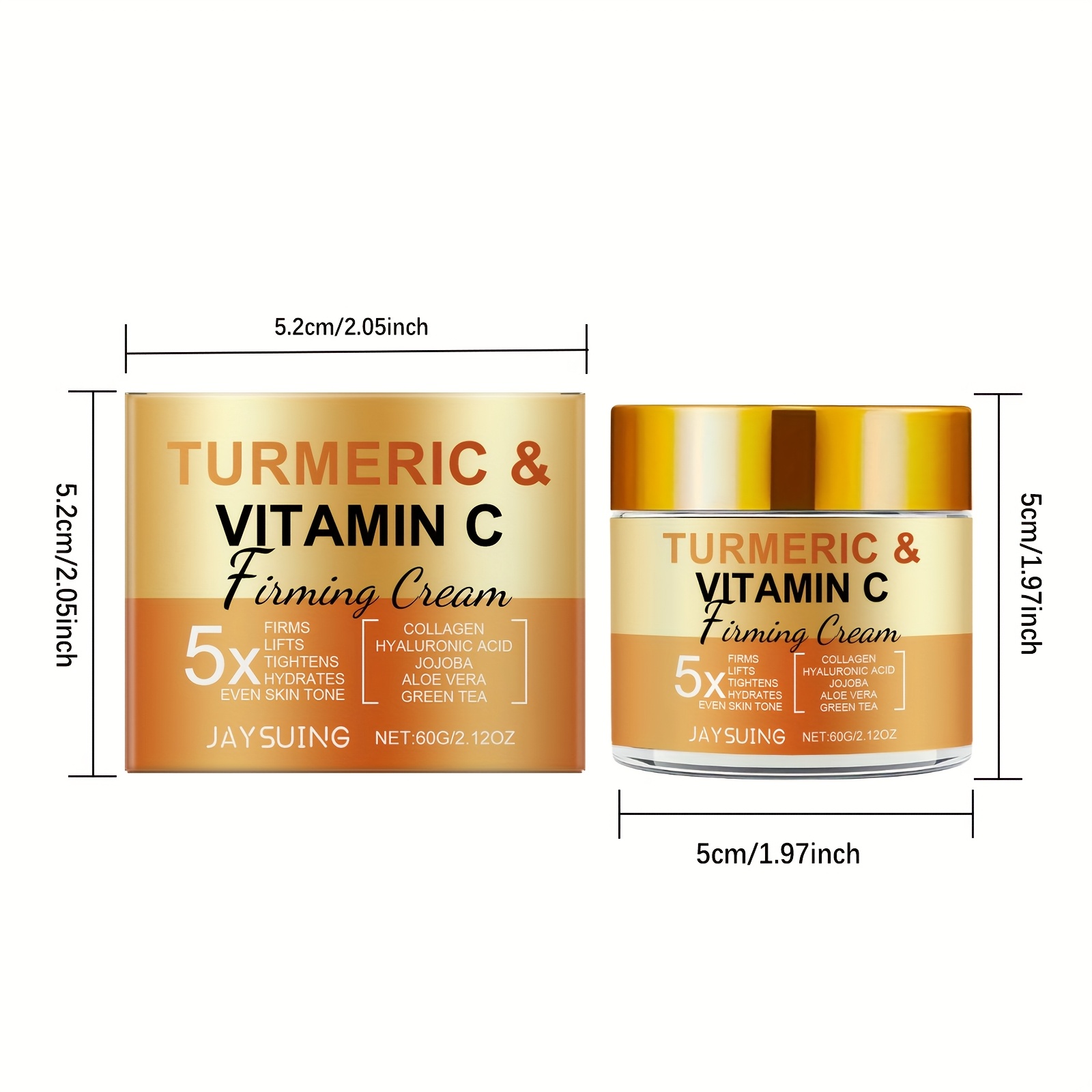 2 Boxes Of Turmeric And Vitamin C Firming Cream, Containing Collagen, Wild Orange, Vitamin E - Suitable For All Skin Types, Vitamin A Acid Used For Moisturizing, Firming, And Evening Out Skin Tone, Korean Skincare Products, He Best Christmas Gift - Image 6