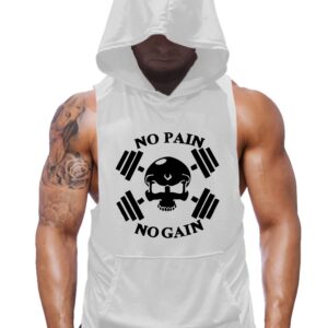 Men'S Sleeveless Hooded Workout Tank Tops Featuring Skull Designs for Bodybuilding