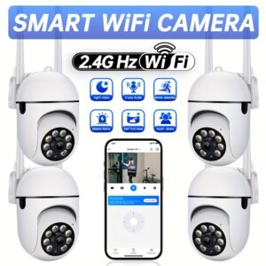 [Wi-Fi PTZ Night Vision Camera] 2.4GHz Wi-Fi 360° PTZ 1080P Night Vision Monitor - Home Security Camera with Intelligent Motion Detection, Alarm Push, Two-Way Audio