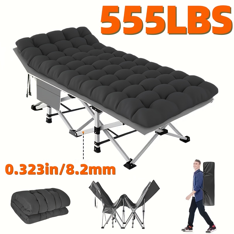 Outdoor Folding Bed With Mattress, Portable Adult Sleeping Cot With Carry Bag, 755/655/555/455/355 Lbs Weight Capacity Foldable Guest Bed/Camping Cot - Ideal For Teens And Adults, Suitable For Travel, Yard, Use. Yard Furniture, Patio Folding Chair - Image 9