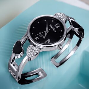 Elegant Heart-Shaped Women's Watch - Vintage Style, Quartz Movement, Alloy Band & Case