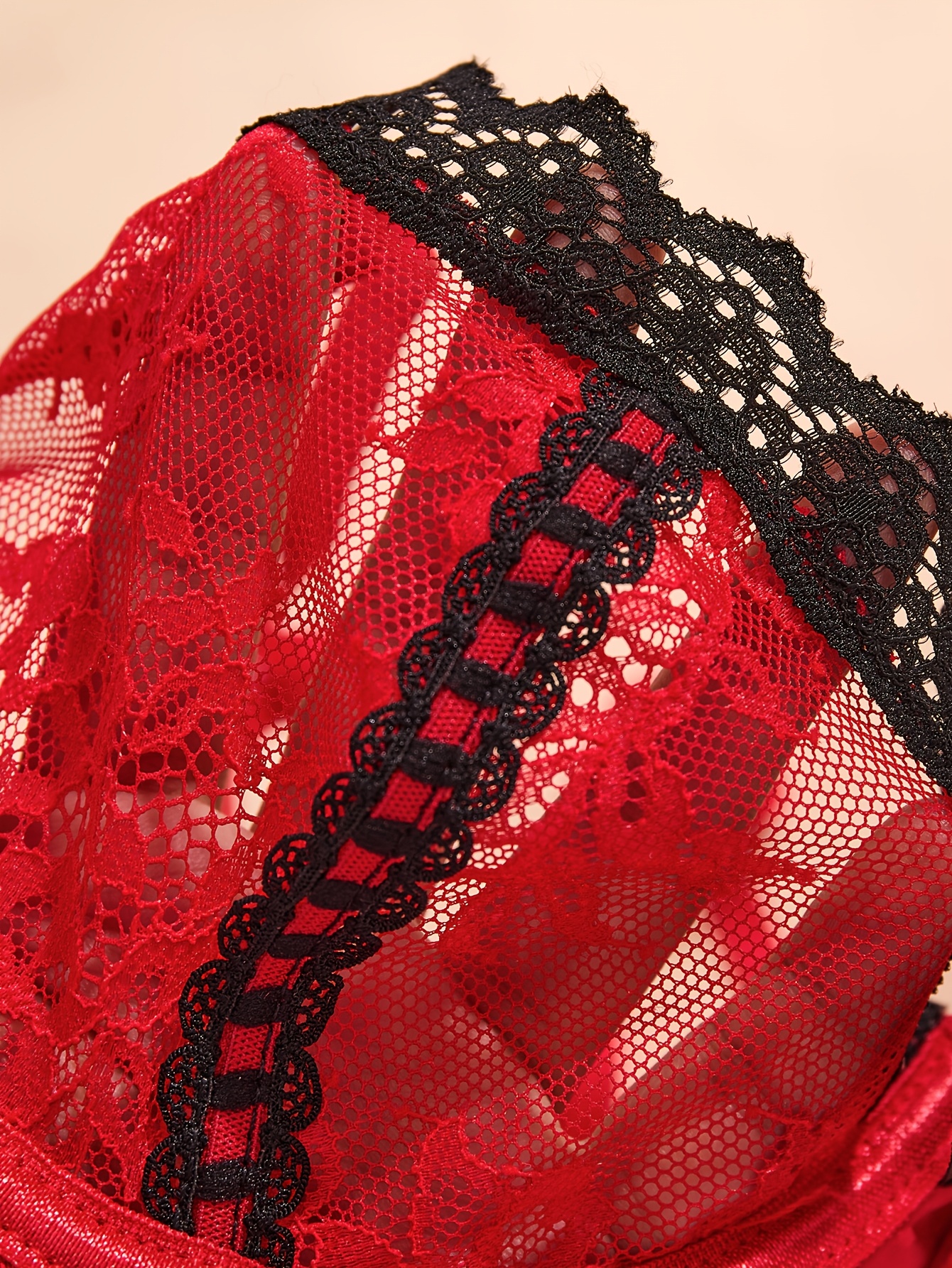 A Sweet, Cute, And Sexy Red And Black Short Nightgown Featuring Romantic Lace Trim And Tempting Bow Decorations. Purchase Includes a Matching Thong. The Deep V Design And Lace Transparency Make It Suitable for Parties, Dinners, Nightclubs - Image 7