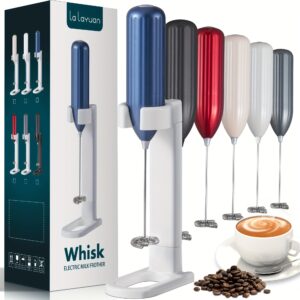 Lalayuan Strong Electric Milk Frother, Milk Foam Maker, Requires Batteries (Not Included) Stainless Steel Beverage Mixer, Portable Electric Whisk for Coffee, Latte, Cappuccino, Chocolate, Matcha Foam Creator, Cordless Mini Coffee Blender