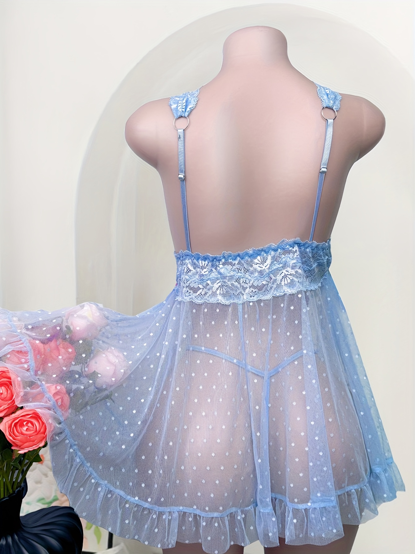 Women's Plus Size Sheer Mesh & Lace Mermaid Dress - Sheer Panel Romantic Wedding Guest Gown, Low-Rise Low- Dress for Special Occasions, Prom, Party (No Undergarment Bulk) - Mesh & Lace Paneling for curves - Image 3