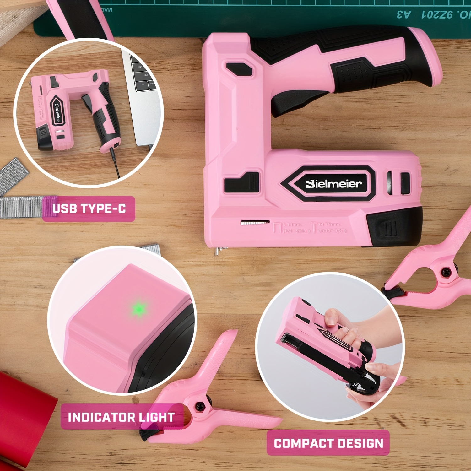 Bielmeier 20V/4V Cordless 2-in-1 Stapler/Nailer, Brad Nailer Without Compressor And Cord, Lightweight Design, with Safety Striker Guard, Battery&Charger, 1600/2000 Nails And Staples, for Carpentry And Upholstery & Perfect Gifts for DIYers - Image 11