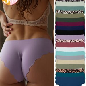 [Seamless Underwear 5-Pack] 5-Pack Seamless Underwear | Elegant Ladies Simple Style Solid Color Low Waist Comfortable Soft Breathable Quick-Drying Elastic Suit