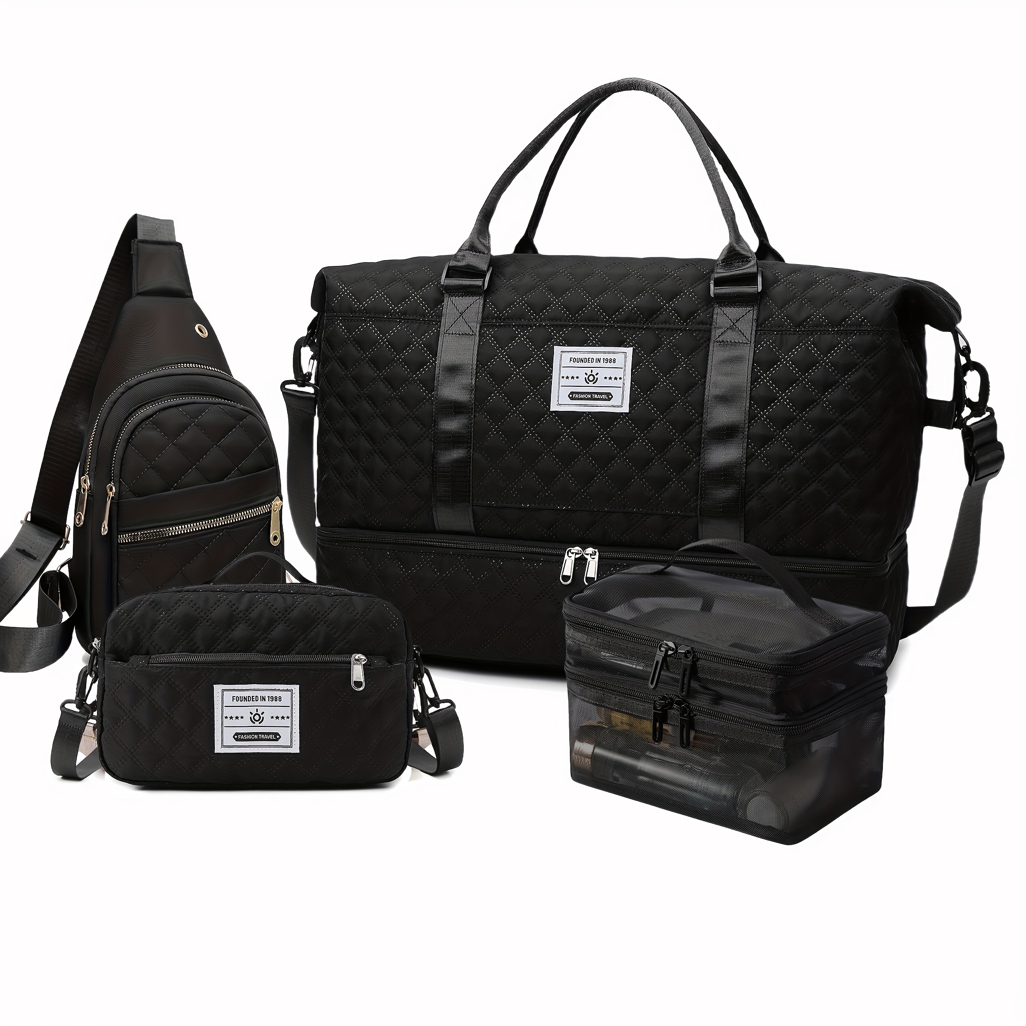 A Set of 4 Portable Fitness Bags, a New Stylish Unisex Three-Piece Set, a Large-Capacity Travel Bag Set, Outdoor Sports Tote Bags, Business Trip Luggage Storage Bags, an Independent Shoe Compartment, a Maternity Bag Set, And a Handheld Fitness Bag w - Image 7