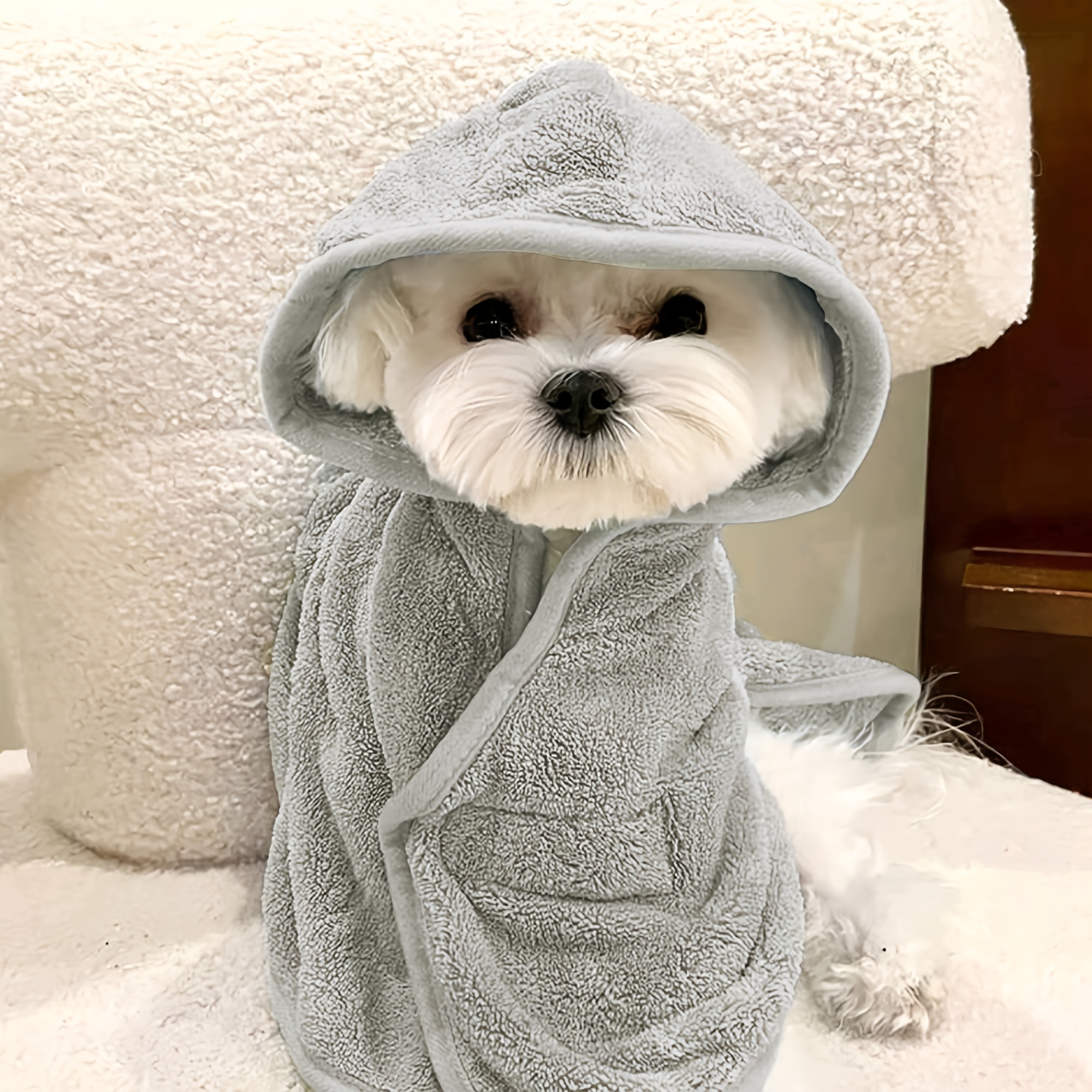 Ultra-Soft Quick-Dry Pet Bathrobe for Small & Medium Dogs & Cats - All-Season Lightweight Design with Safety Closure, Easy-Button Entryway, Machine Washable, Cozy Fleece-Lined for Warmth, Pet Washrobe, Cozy Fleece Lining - Image 9