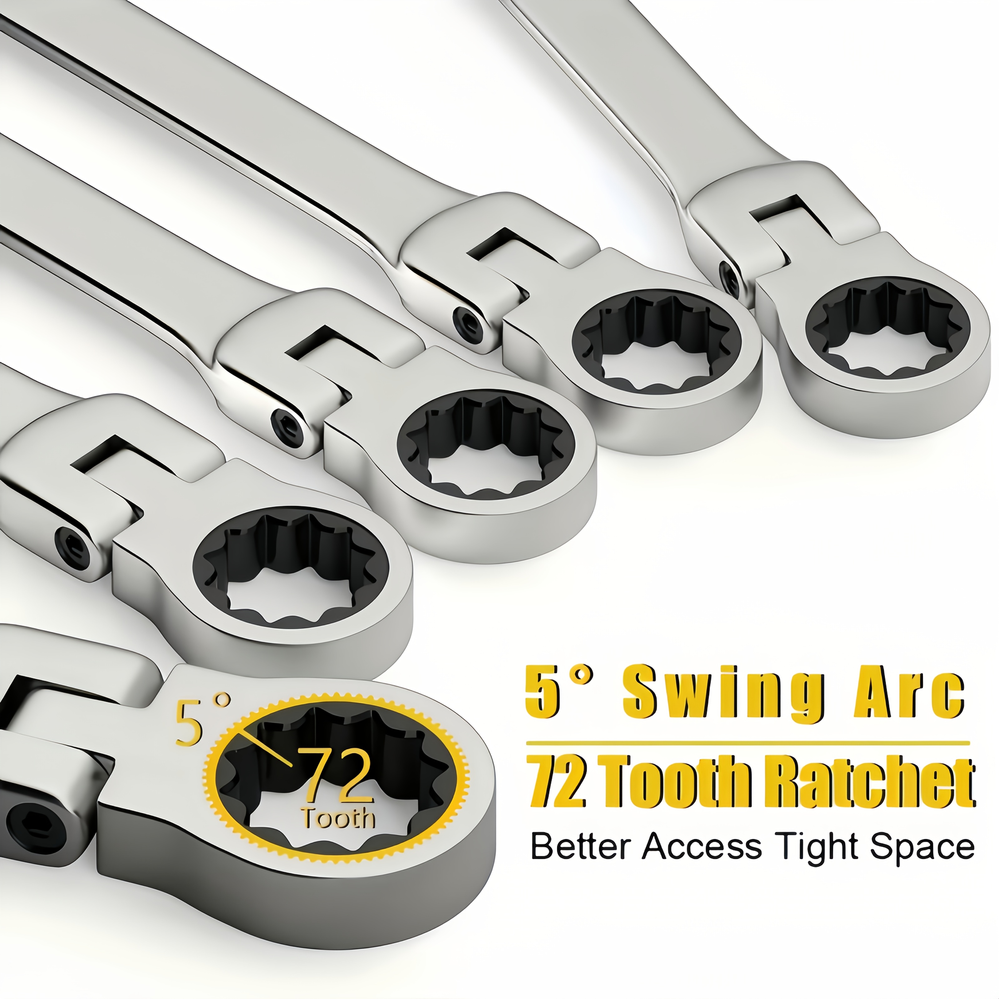 8pcs Multi-function Ratchet Wrench Set, Adjustable Ratchet Wrench Set, Metric, 6-19 Mm, 72 Teeth, Cr-V Steel Ratchet Wrench Set, With Storage Bag, Suitable For Home/automotive/mechanics, Etc., Perfect For Daily Use And A Great Gift. - Image 7