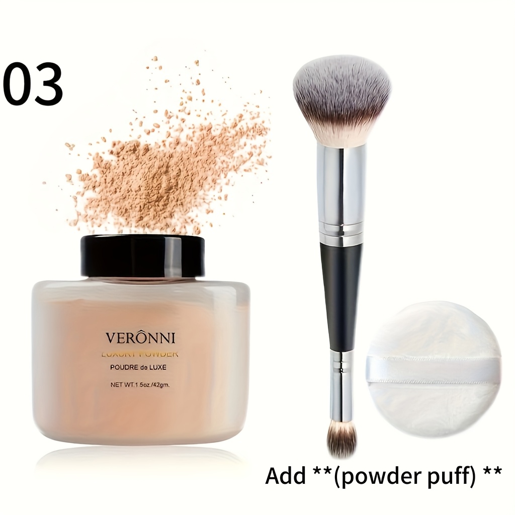 Luxurious Setting Powder, Includes Brush and Powder Puff.Long-Lasting Loose Powder, Creates a Smooth, Flawless Finish, Oil-Controlling Matte Finish, Long-Lasting, Waterproof, Non-Clumpy Formula, Suitable for All Light Beige Tones - Perfect Christmas - Image 8