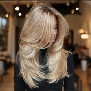 Women'S Light Blonde Layered Chemical Fiber Wig with Highlights - Straight Synthetic Hair for Daily Wear, Parties, Easter & Music Festivals | Rose Net Cap Attachment, Low Maintenance & Durable | Spring Summer Blonde Hairstyle for Special Occasions &