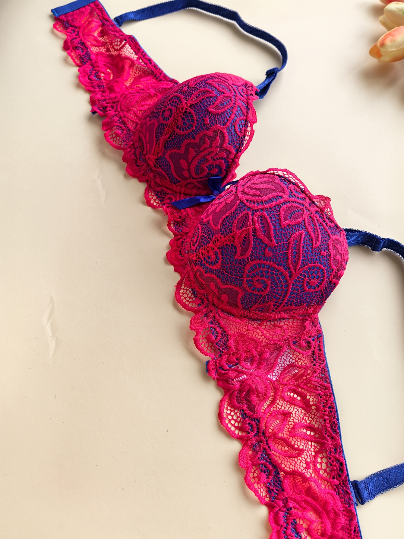 3pcs Set French-Style Women's Low-Rise Bikini Bra & Thong Underwear Set - Full Coverage Matching Color-Block Lingerie, Non-Detachable Pads, Elegant for married/Couple (Hand Wash Only) - FemaleSexy Line Special Collection - Image 9