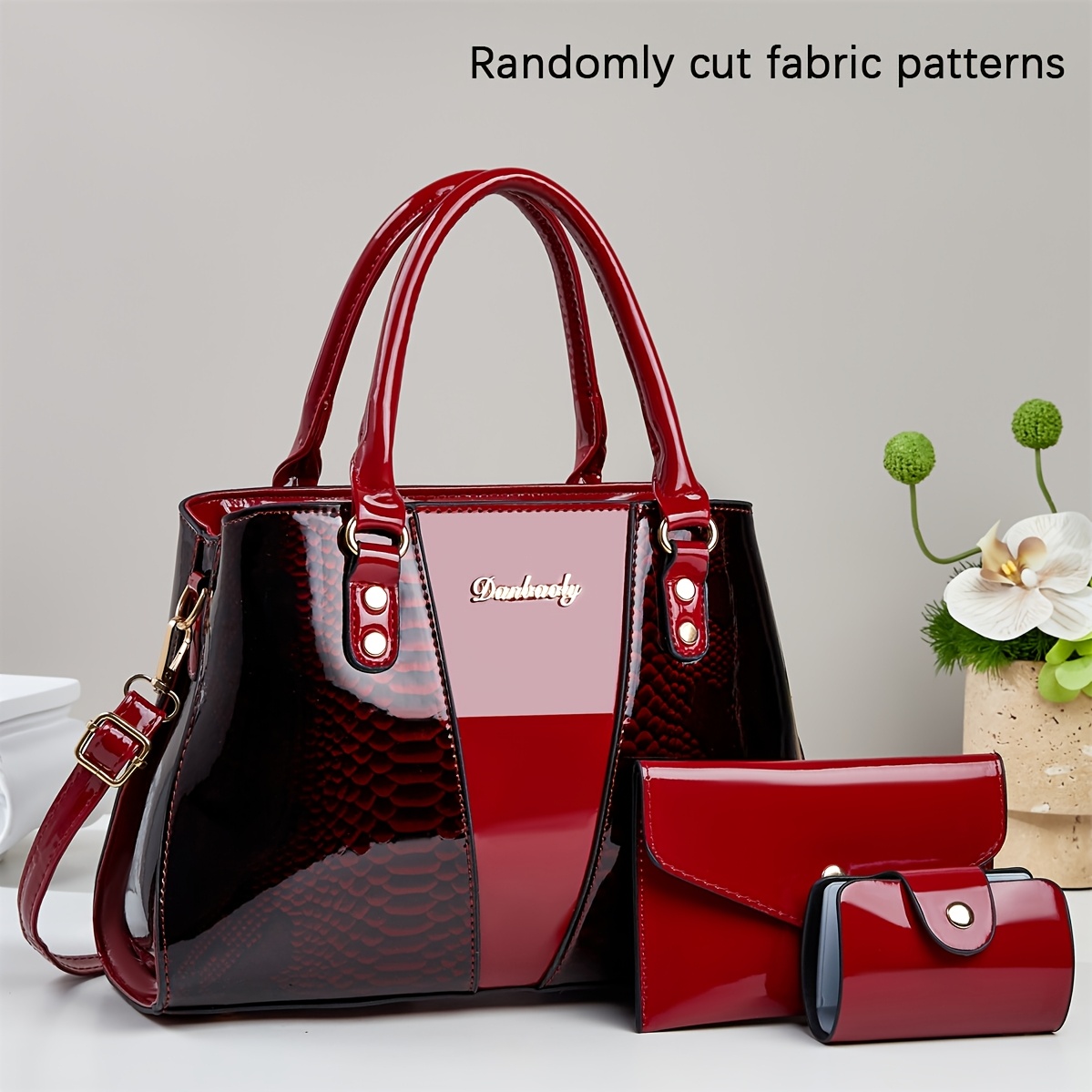 Women's European Special Handbag 3pcs - Sequin Accent Snake Light Beige (Compatible with), Detachable Strap & Zipper Closure, Earth /////, Elegant for Commuting & Special Events, for - Image 5