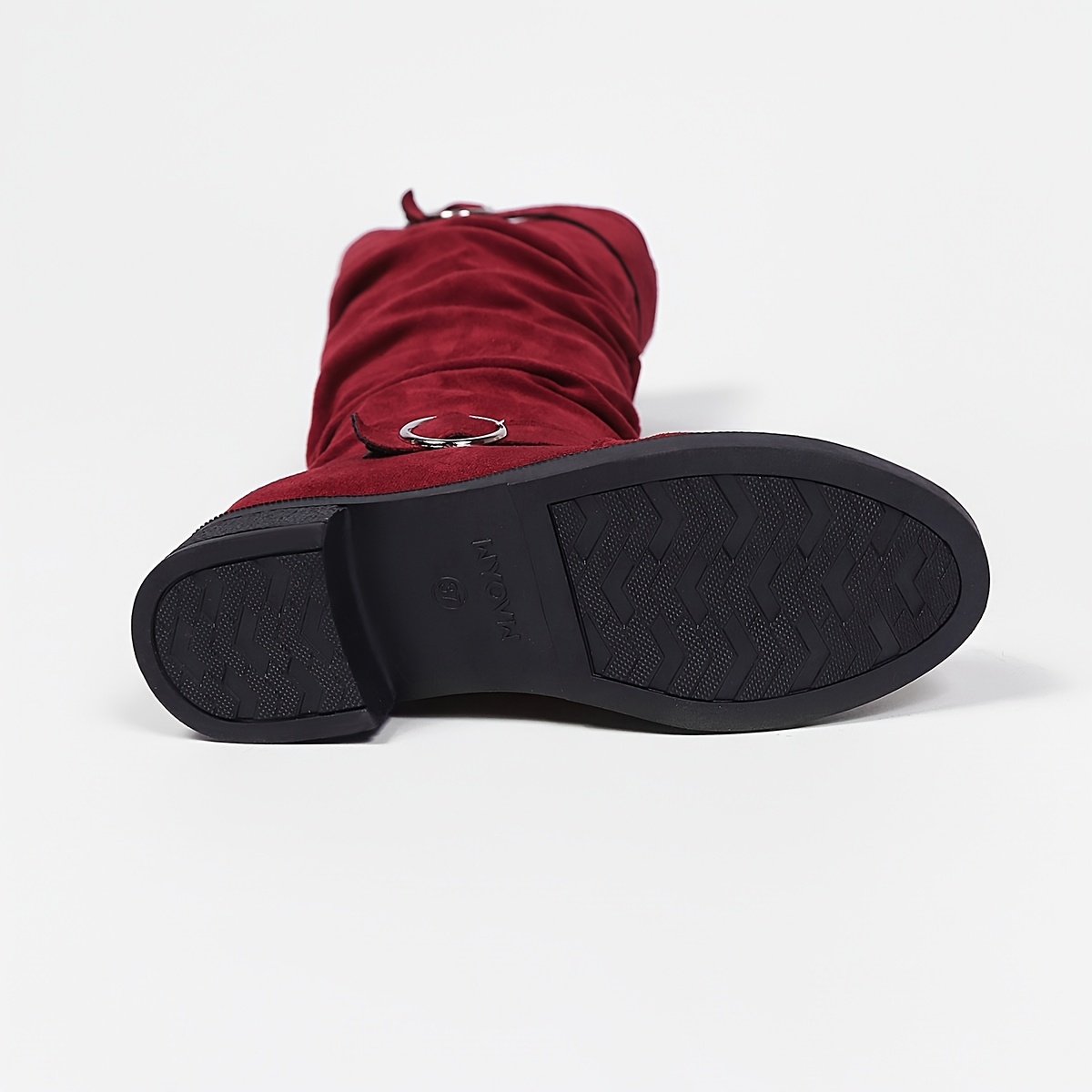 Women's Slip-On Knee-High Boots, Cushioned Insole & Non-Slip TPR Sole, Slip-On Closure, Mid-Heel Platform, Easy-Clean Fabric Upper, All-Season Formal & Everyday Boots, Casual to Professional Footwear for Women, Black/Red/Blue/Orange - Image 11