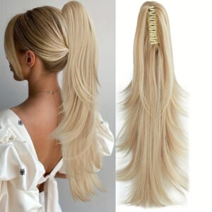 Heat Resistant Synthetic Hair Ponytail Extension Clip - Long Layered Curly Wave Clip-In Wig for Women, Secure Claw Clip Attachment for Daily Use & Special Occasions, Adds Volume & Dimension, Suitable for All Ethnicities, Versatile Hairpiece | Easy Application Hairpiece
