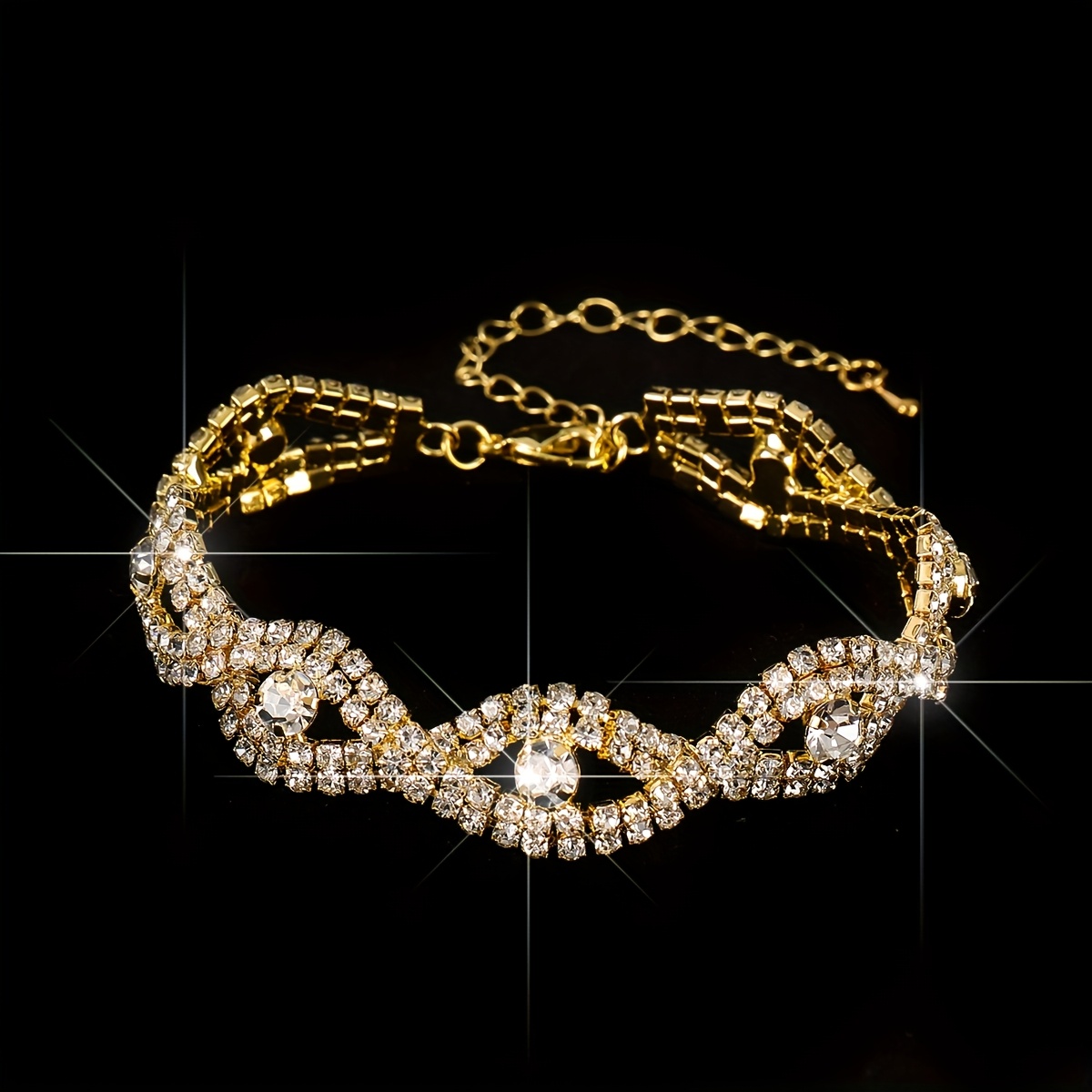 5pcs Women's Elegant Rhinestone-Embellished Evening Handbag & Crossbody - Convertible Shoulder/Dance Party Wedding Accessory with Necklace, Earrings, Bracelet & Ring Gift Set (Golden) Suitable for Prom, Gala, Dinner Parties - Image 6