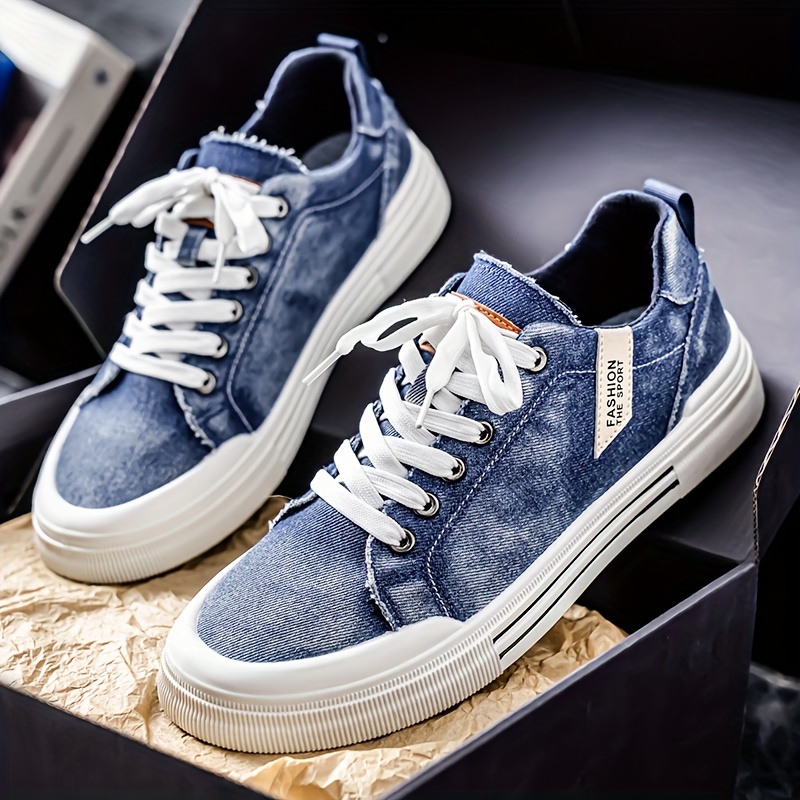 Men's Casual Skate Shoes - Lightweight Breathable Canvas Sneakers with Lace-Up Closure, Round Toe & Durable PVC Sole for Casual Attire, Running, Gym - Unisex All-Season Versatile Footwear, Running Shoes, Modern Sneakers, Fabric Lined Interior - Image 3