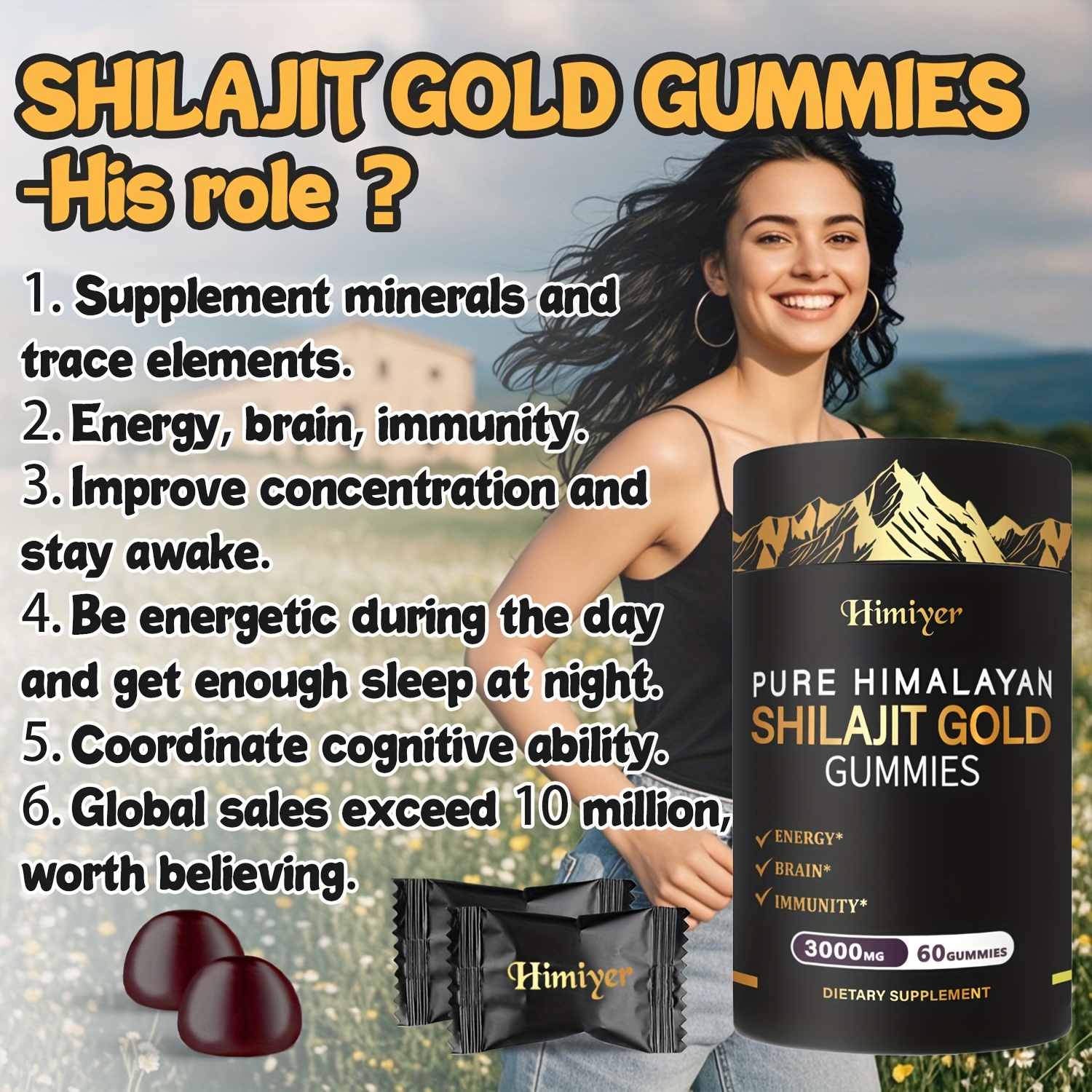 3000mg Shilajit, Ginger, Hoofgrass, Ginseng and Ashwagandha Multi-Mineral and Phytonutrient Supplement, Powerful Combination, Buy 2 Get 1 Free - Image 3