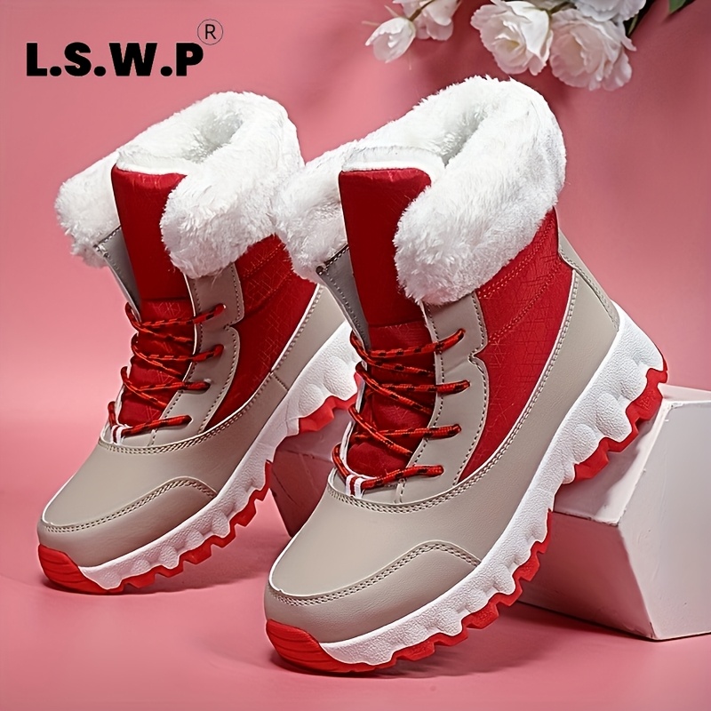 Men's and Women's Mid-Calf Thick -Lined Warm Snow Boots, Unisex Warm Lined Casual Sports Boots, High-Quality Warm Outdoor Hiking Shoes, Versatile Comfortable Thick Snow Boots