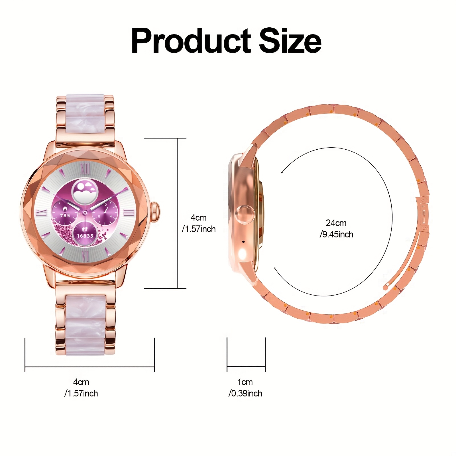 HOMAILIDA Women'S Elegant Smart Watch with Floral Design, Wireless Calls, Messages, Camera Control, Pedometer, Alarm Clock - Rose Golden & White Strap, Magnetic Charging, Perfect Gift for Family & Friends, Smart Watch for Android Phones, Fitness Tracking, Classic Watch Design, Durable Watchband - Image 12