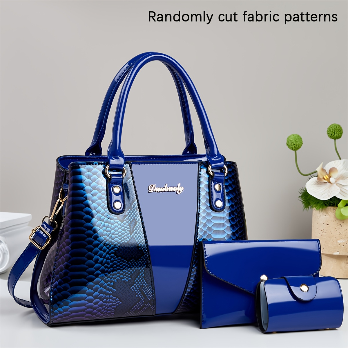 Women's European Special Handbag 3pcs - Sequin Accent Snake Light Beige (Compatible with), Detachable Strap & Zipper Closure, Earth /////, Elegant for Commuting & Special Events, for - Image 11