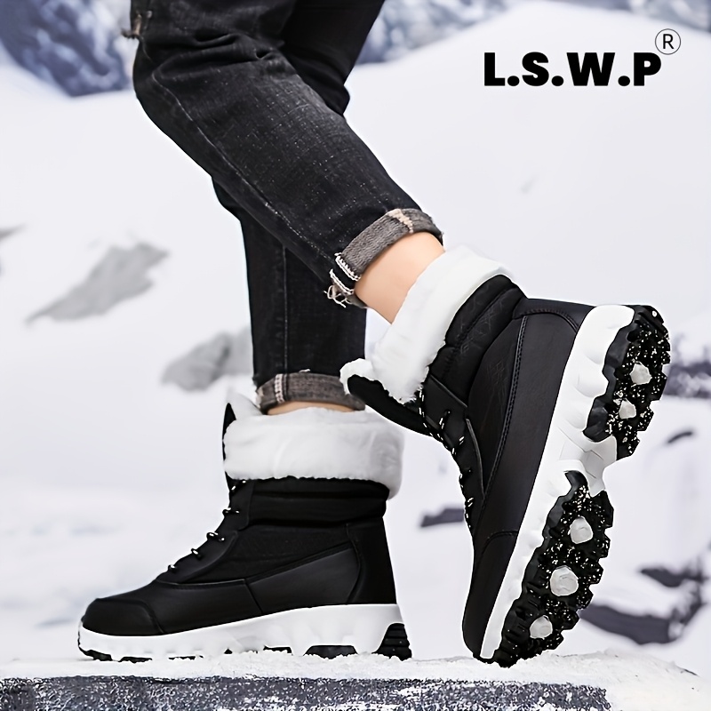 Men's and Women's Mid-Calf Thick -Lined Warm Snow Boots, Unisex Warm Lined Casual Sports Boots, High-Quality Warm Outdoor Hiking Shoes, Versatile Comfortable Thick Snow Boots - Image 4