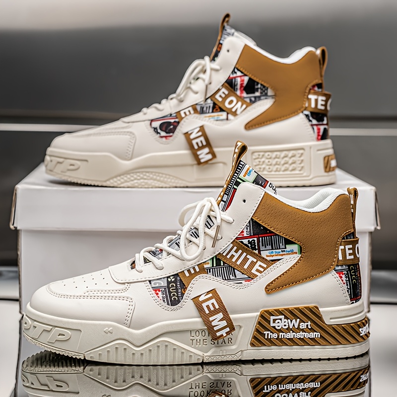 Men's High-Top Skate Sneakers - Trendy Street Style Casual Sneakers with Comfortable Fabric Lining, Durable PU Upper & PVC Sole, Lace-Up Design for All-Day Wear - Image 10