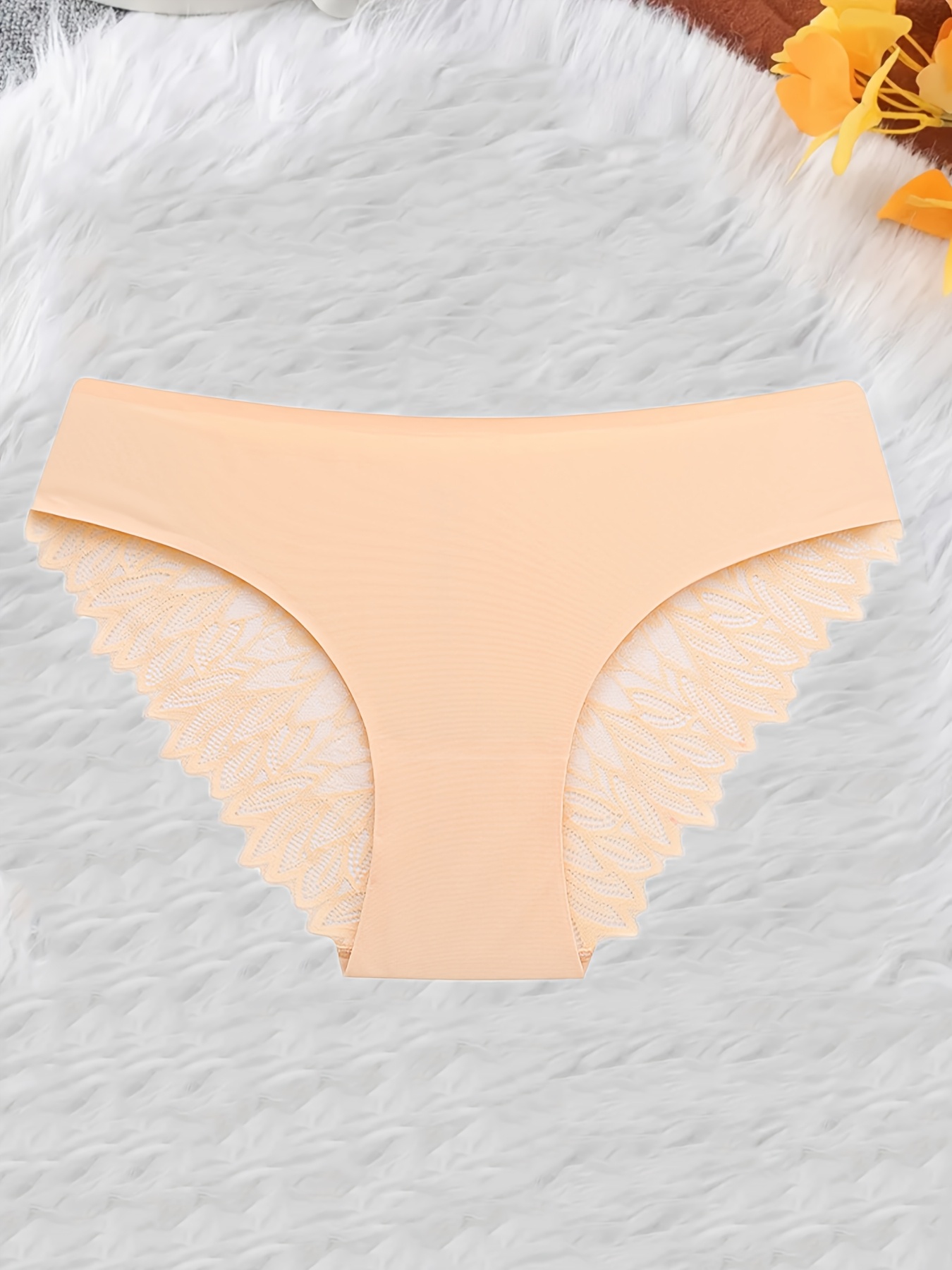 Women's Sexy Lace Trim Underwear, Soft Stretchy Smooth Texture Fabric with Contrast Lace Detailing, Comfortable & Breathable, Elegant Underwear for Casual Attire, Lingerie Essentials, 5pcs Solid Color - Image 7