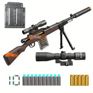 [Cool Toy Sniper Rifle] 76cm Brown Cool Toy Sniper Rifle with Scope. Shooting Game 98K, Equipped with Bullets, Suitable for Outdoor and Indoor Shooting Activities