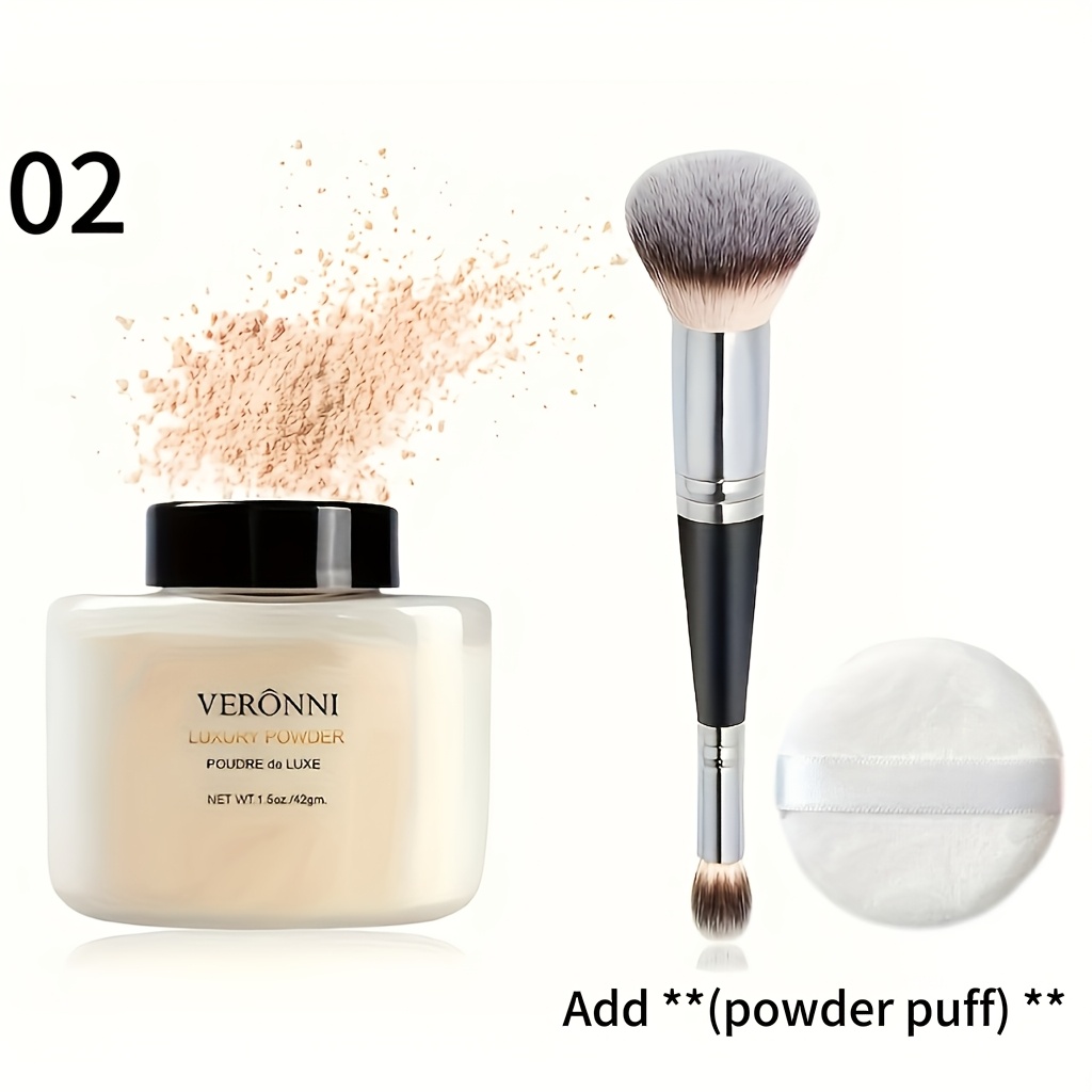 Luxurious Setting Powder, Includes Brush and Powder Puff.Long-Lasting Loose Powder, Creates a Smooth, Flawless Finish, Oil-Controlling Matte Finish, Long-Lasting, Waterproof, Non-Clumpy Formula, Suitable for All Light Beige Tones - Perfect Christmas - Image 6
