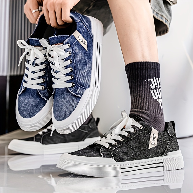 Men's Casual Skate Shoes - Lightweight Breathable Canvas Sneakers with Lace-Up Closure, Round Toe & Durable PVC Sole for Casual Attire, Running, Gym - Unisex All-Season Versatile Footwear, Running Shoes, Modern Sneakers, Fabric Lined Interior - Image 6