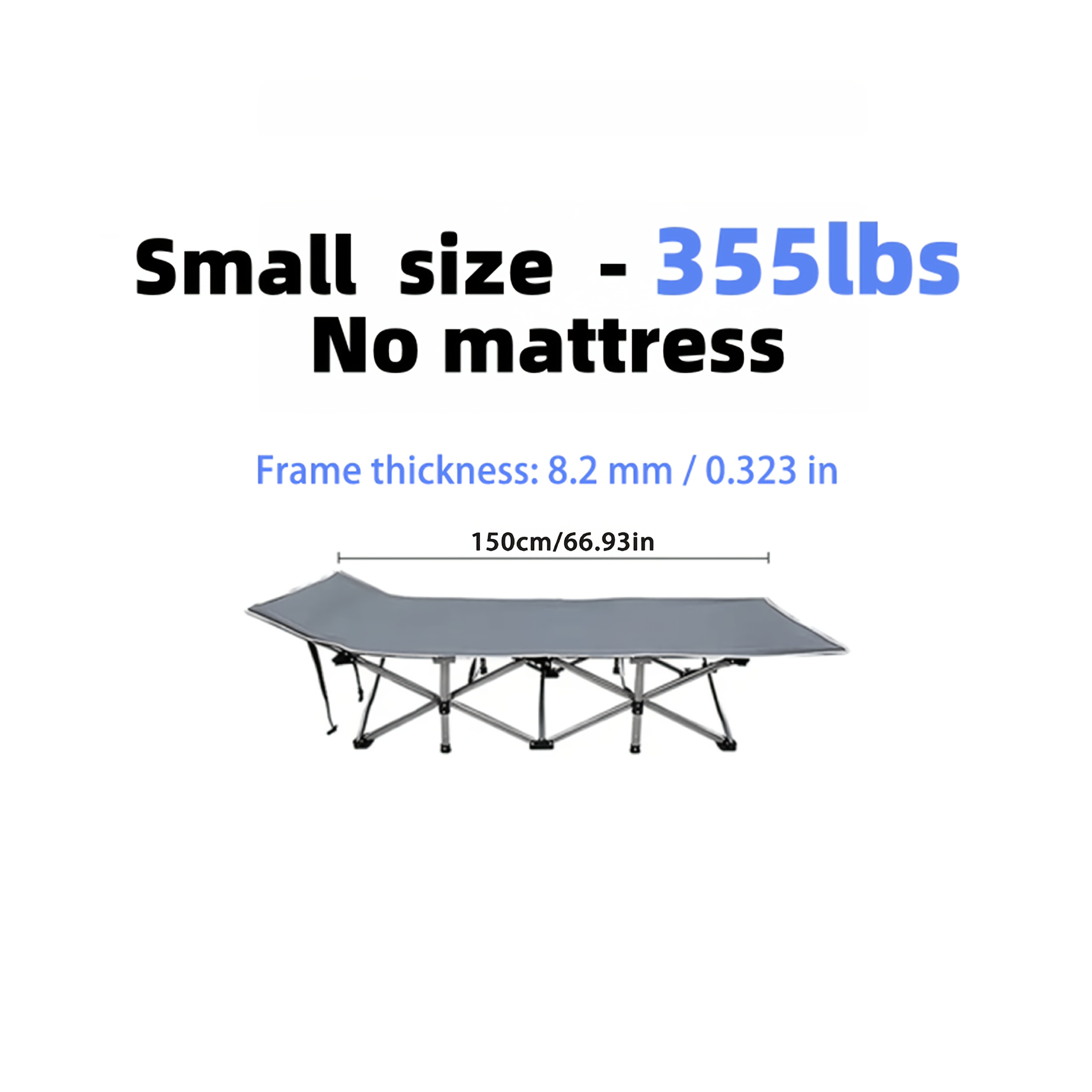 Outdoor Folding Bed With Mattress, Portable Adult Sleeping Cot With Carry Bag, 755/655/555/455/355 Lbs Weight Capacity Foldable Guest Bed/Camping Cot - Ideal For Teens And Adults, Suitable For Travel, Yard, Use. Yard Furniture, Patio Folding Chair - Image 13
