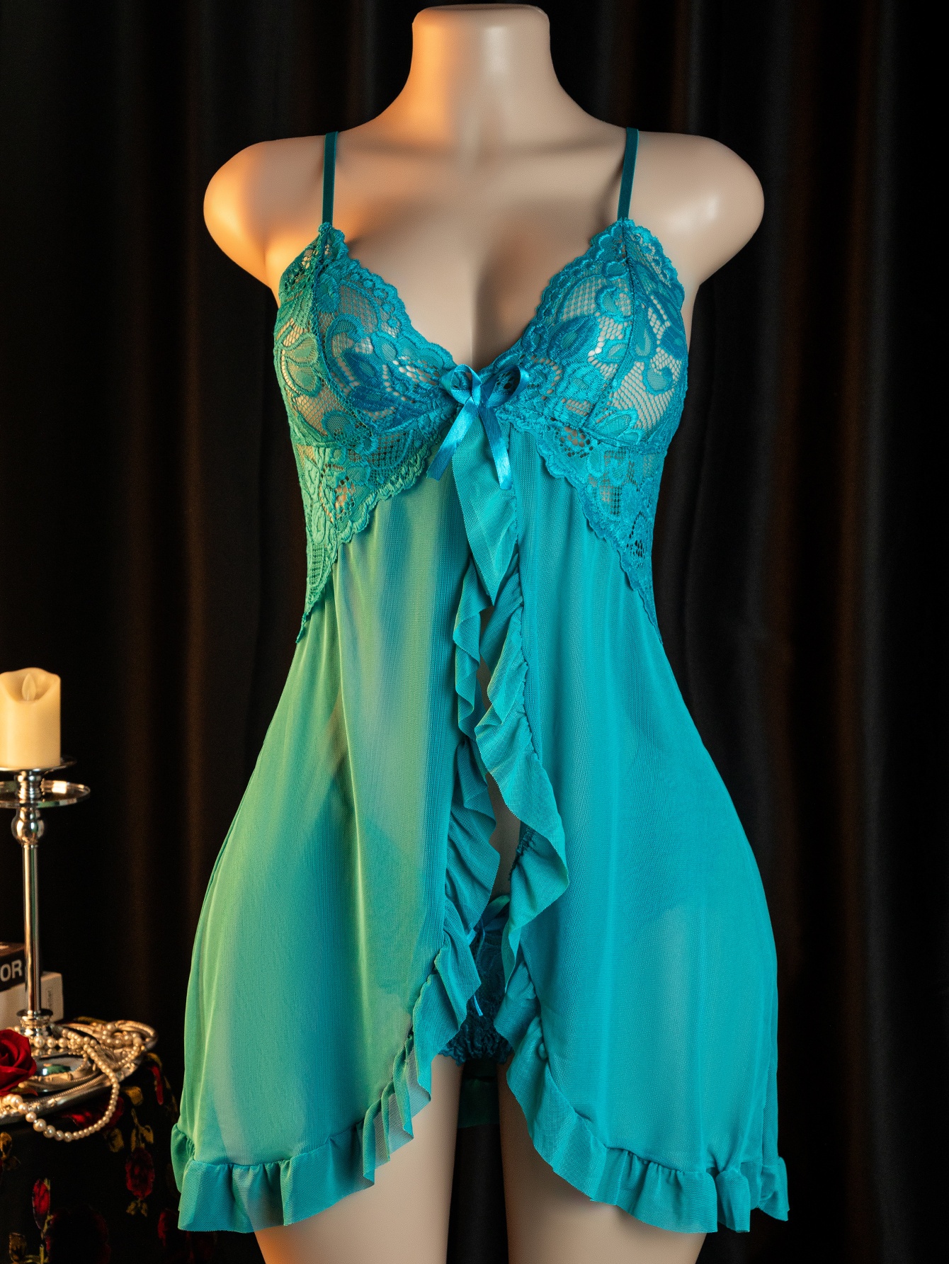 Women'S Sexy Lace Bikini Set - Sheer Open Calf Skirt, No Padding, Perfect for Private Shooting, Romantic Nights, Exotic Underwear, Lingerie, Nightwear - Image 8