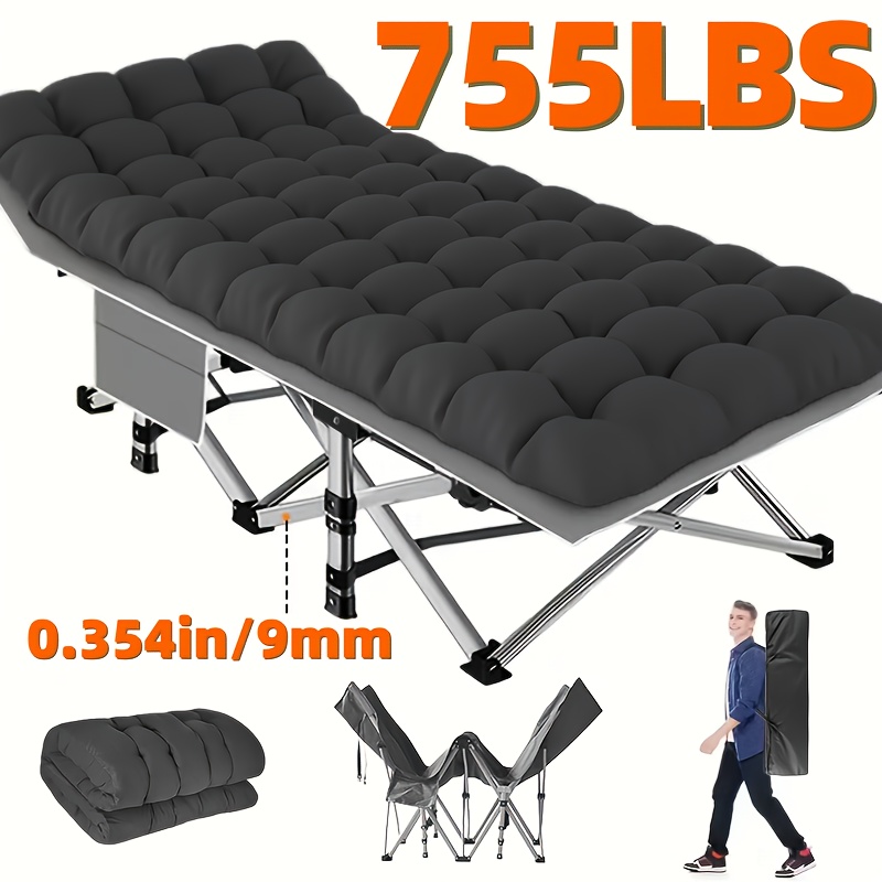 Outdoor Folding Bed With Mattress, Portable Adult Sleeping Cot With Carry Bag, 755/655/555/455/355 Lbs Weight Capacity Foldable Guest Bed/Camping Cot - Ideal For Teens And Adults, Suitable For Travel, Yard, Use. Yard Furniture, Patio Folding Chair - Image 6