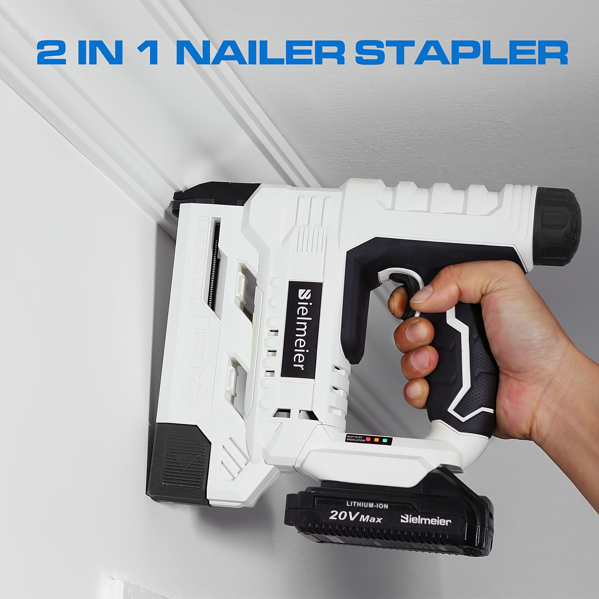 Bielmeier 20V/4V Cordless 2-in-1 Stapler/Nailer, Brad Nailer Without Compressor And Cord, Lightweight Design, with Safety Striker Guard, Battery&Charger, 1600/2000 Nails And Staples, for Carpentry And Upholstery & Perfect Gifts for DIYers