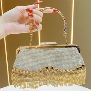 MISSING YOU Sparkling Rhinestone-Encrusted Handbag & Crossbody Bag with Detachable Strap - Elegant Evening Clutch, Wedding Party Accessory, Shiny for Daily Use, (Suitable for Weddings, Parties, Shopping)