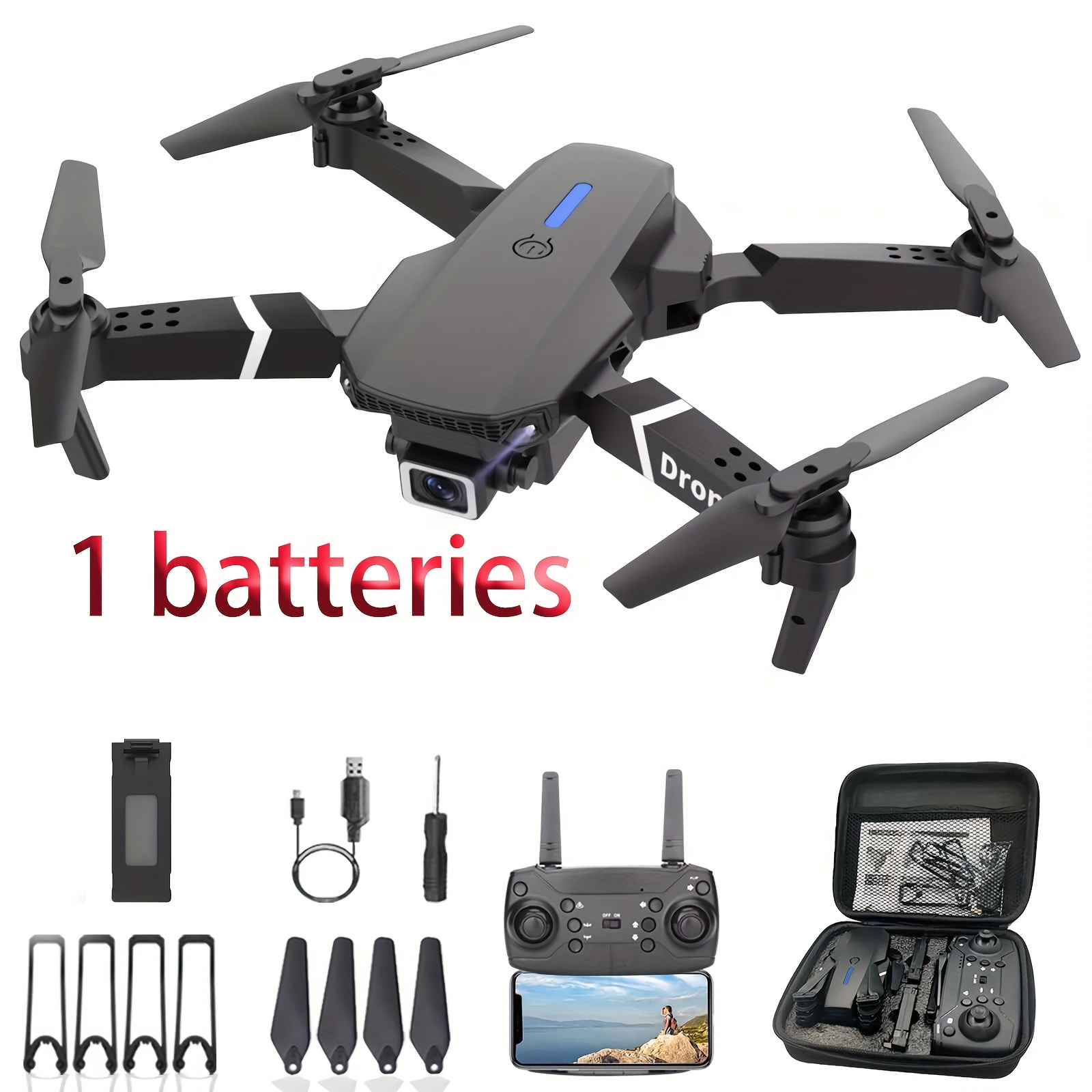 User-Friendly Drone Featuring a High-Definition Foldable Quadcopter Equipped with Voice Gesture Control, Wireless Remote, And One-Click Takeoff And Landing. It Includes Optical Flow Positioning And a Following Mode, Comes with a Portable Case - Image 5