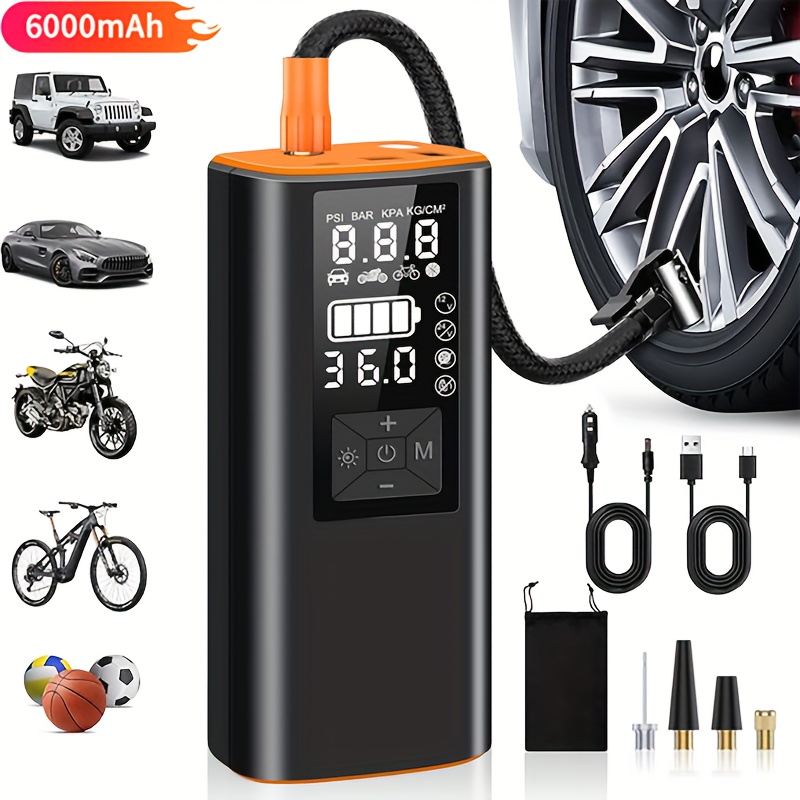 Portable Tire Inflator, Air Compressor Air PumpWith Digital Pressure Gauge, 150 PSI, Air Pump with Strong Light for Car, Motorcycle, Electric Bike, And Bicycle, Tire Inflator Portable, Car Inflator for Tires, Emergency Car Tool, Vehicle Maintenance - Image 6