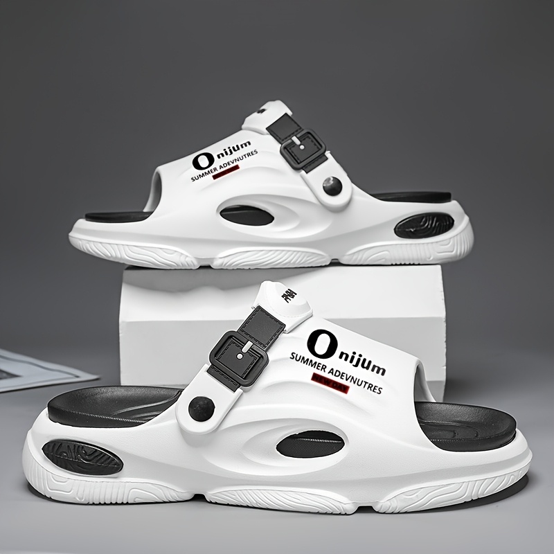 Men'S Summer 2025 EVA Cushioned Slide Sandals - Breathable, Non-Slip, Dual-Purpose Indoor/Outdoor Wear, Comfortable Soft Sole with "ZAP IT!" Graphic Design, Open Toe, Black/White Options, Summer Sandals, Suitable for Women - Image 3
