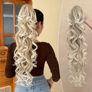 [Heat-Resistant Ponytail] Heat-Resistant 32-Inch Long Wavy Ponytail Extension - Made from Synthetic Fiber, Perfect for Daily Use by Women
