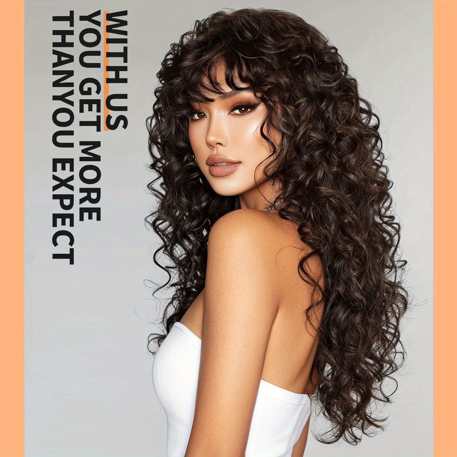 Long Brown Curly Wigs Designed for Women, Made from Heat-Resistant Synthetic Fibers, Featuring -Looking Voluminous Waves. A Versatile Hairpiece Perfect for Christmas Cosplay, Daily Parties, And Fashion Enthusiasts. - Image 2