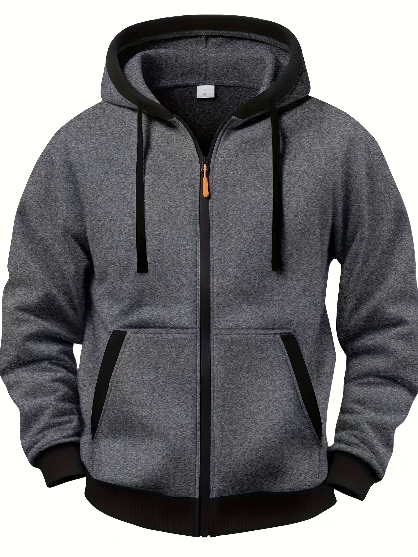 Men'S Casual Color Block Hoodie with Zipper Closure - Olive Green & Black Two-Tone Design, Long Sleeve, Regular Fit, Sweatshirt, Casual Wear Hoodie | Twotone Design | Knit Construction, Essential Hoodie - Image 5