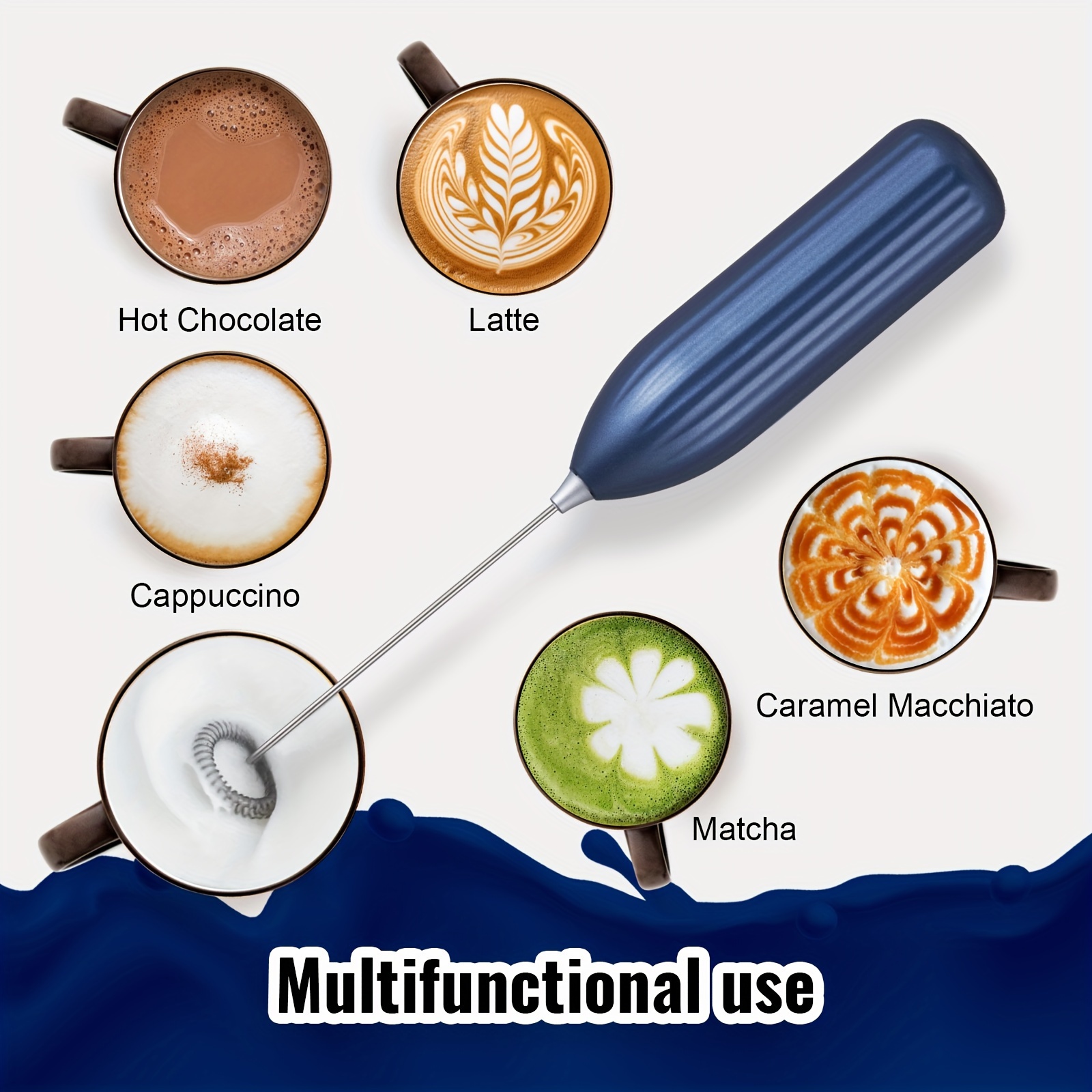 Lalayuan Strong Electric Milk Frother, Milk Foam Maker, Requires Batteries (Not Included) Stainless Steel Beverage Mixer, Portable Electric Whisk for Coffee, Latte, Cappuccino, Chocolate, Matcha Foam Creator, Cordless Mini Coffee Blender - Image 2