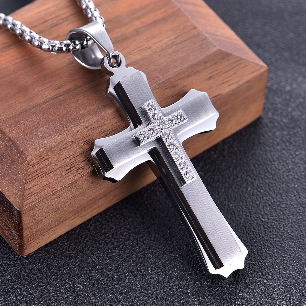 Men's Cross -Layer Necklace with Synthetic Cross Pendant - -Free Suitable for Parties, Music Festivals, Mardi Gras & Year-Round Wear - Stylish Accessory - Image 4