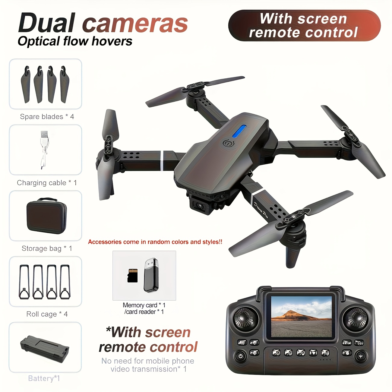 2025 E88 Drone with HD Dual Camera 4K, Screen Control Without Phone, One-Key Takeoff/Return, Wi-Fi App, USB Charging, Drop-Resistant, Easy for Beginners, Ideal Gift for Garden Camping VLOG - Image 13