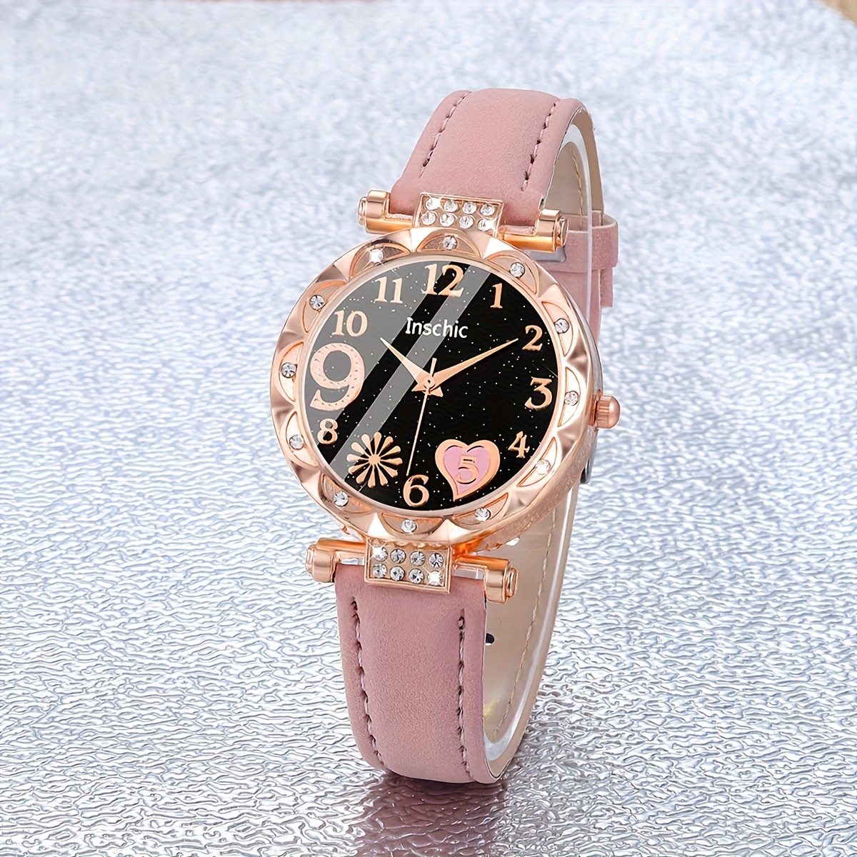 2pcs Women's Elegant Rhinestone Watch Set - PU Leather Strap Wristwatches with Quartz Movement, Shockproof Round Case & Analog, Casual & Dressy Watches Suitable for Ladies & - Image 7