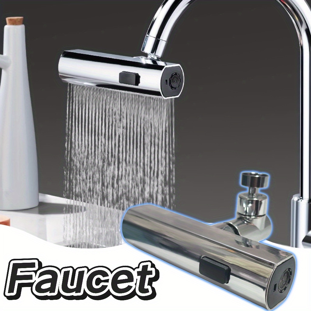 1pc Splash-Proof Rotatable Faucet Aerator with 3 Spray Modes & Pressure Boost - 201 Stainless Steel Kitchen/Bathroom/RV Faucet Adapter, Adjustable Spray Head for Water Efficiency & Convenience - Image 2